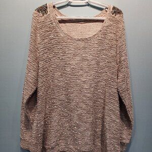 Maurices Pink Gold Sweater with Shoulder Embelishments